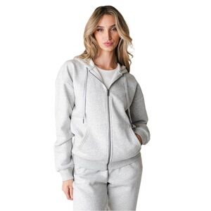 Vitality Stone Marl Grey Cozy Uni Zip Up Hoodie Size Small